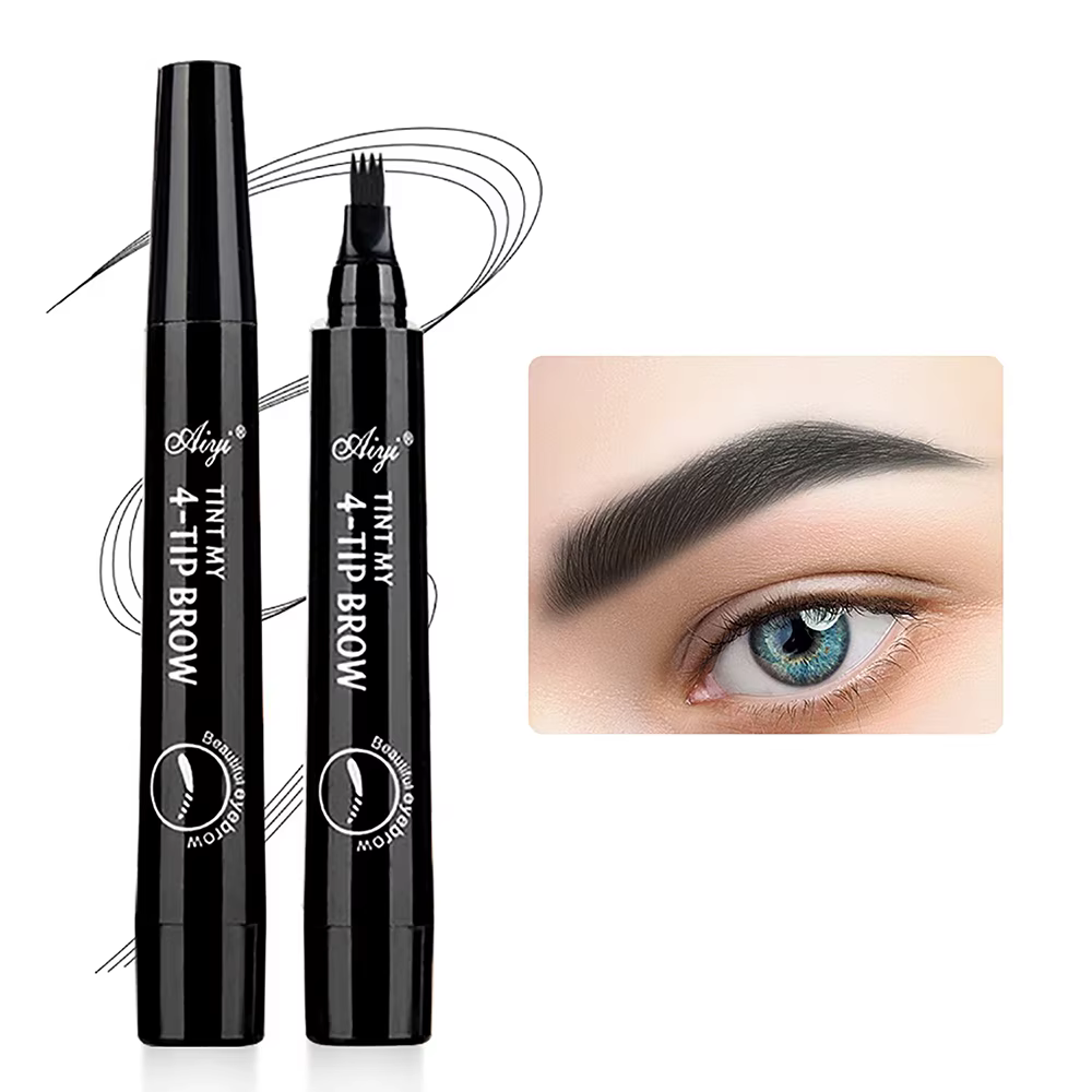Crayon à 4 fourches pour microblading, maquillage pour les yeux, résistant à l'eau, naturel, longue 