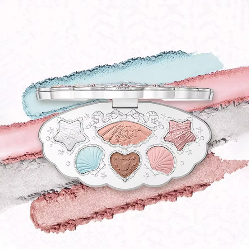Ensemble de maquillage Flower Know Shells Jewel pour femmes - Fard à paupières, blush, gloss à lèvre