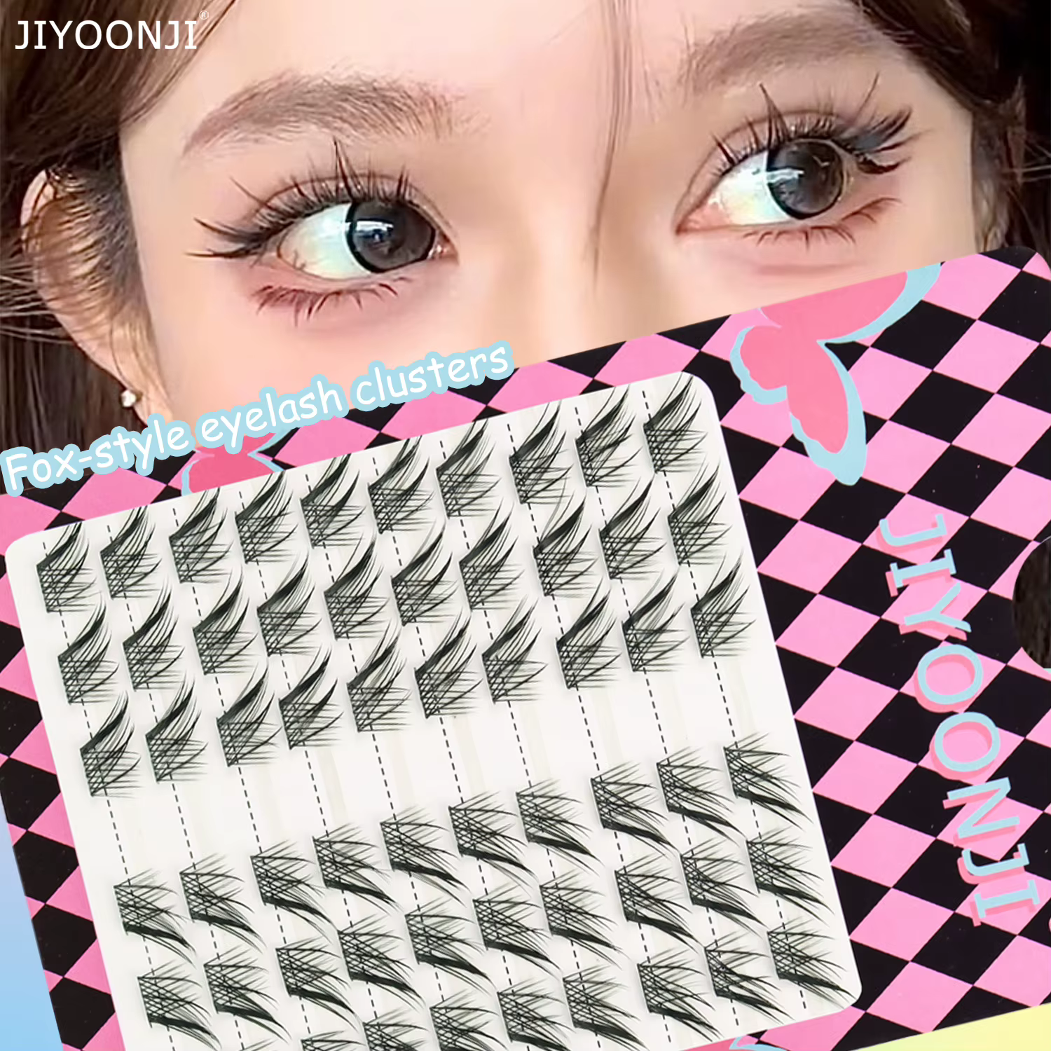 60 bouquets de faux cils en grappe, style œil de renard, allongés et diagonaux, effet miroir, DIY se
