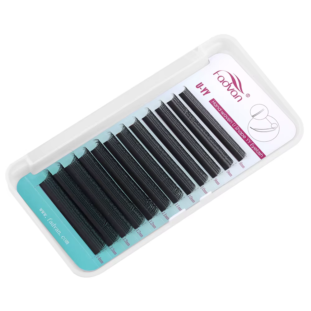 FADVAN 10 Pcs Extensions de cils YY en forme de U, cils YY étroits, courbure C D, faux cils doux et