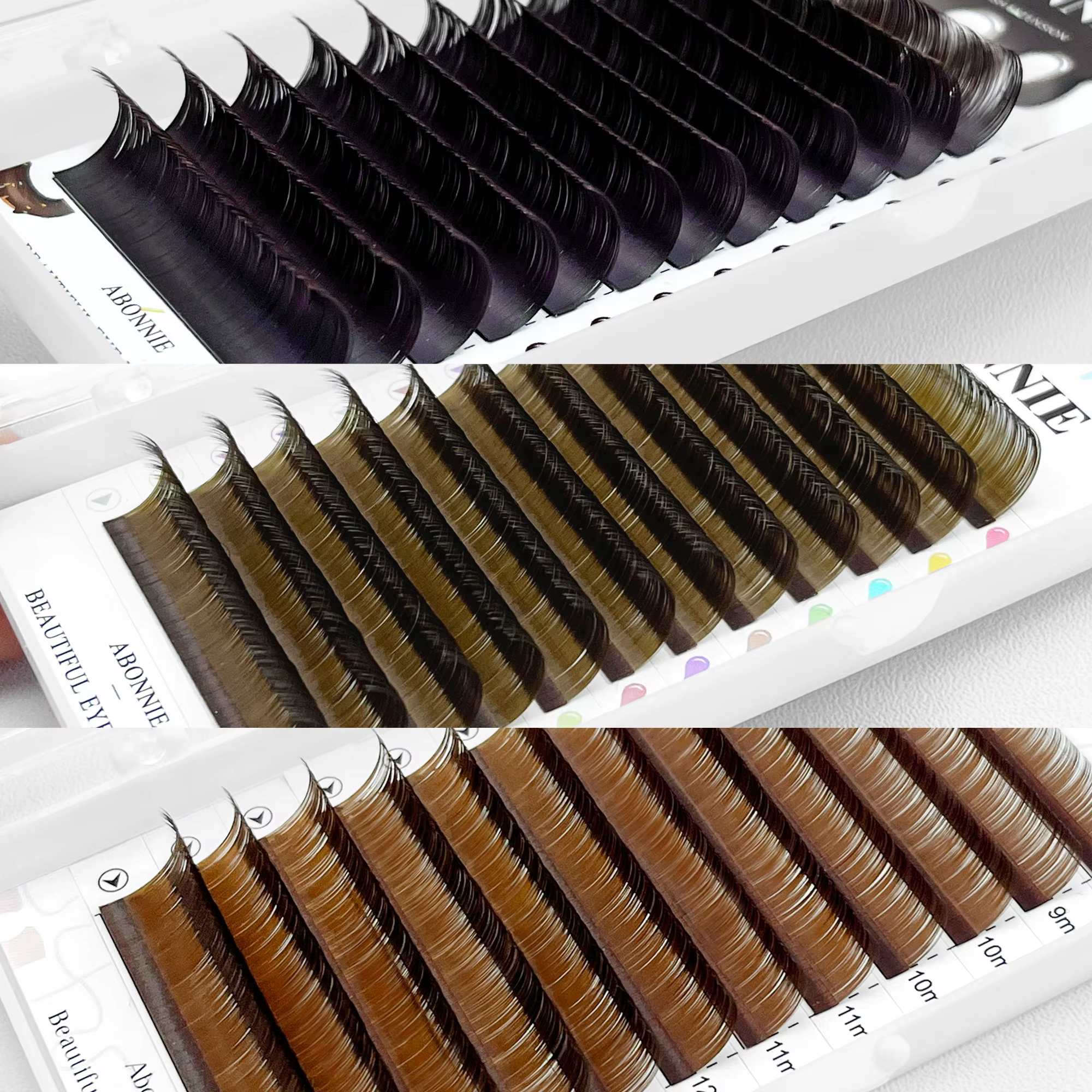 ABONNIE C CC D Curl Extensions de cils marron naturel cachemire doux classique brun foncé Extensions