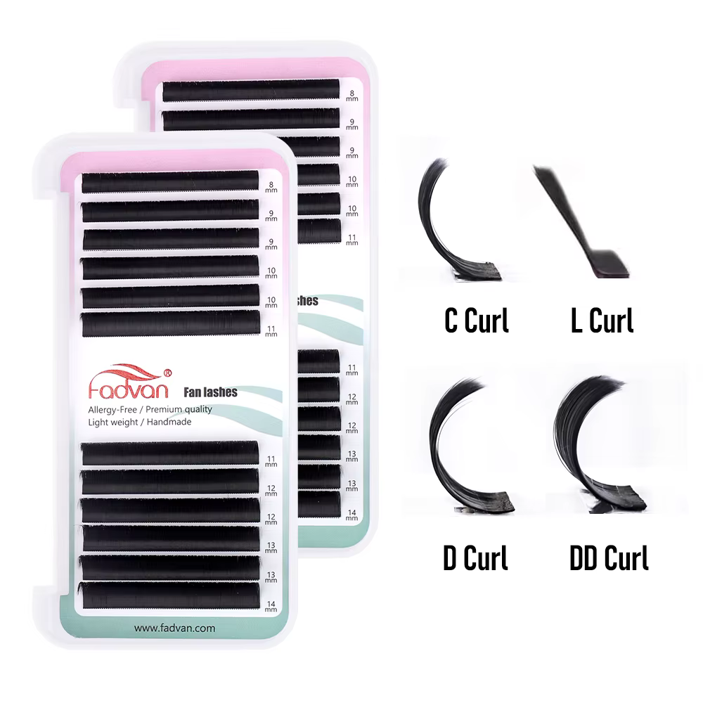 Extensions de cils faciles à éventer, faux vison, cils évasés, cils doux, volume russe, 10 étuis