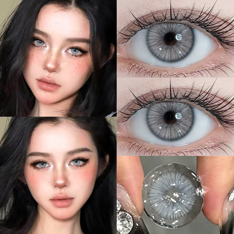 DUOXIU Lot de 2 nouvelles lentilles de contact colorées pour les yeux avec dioptrie, lentilles de be