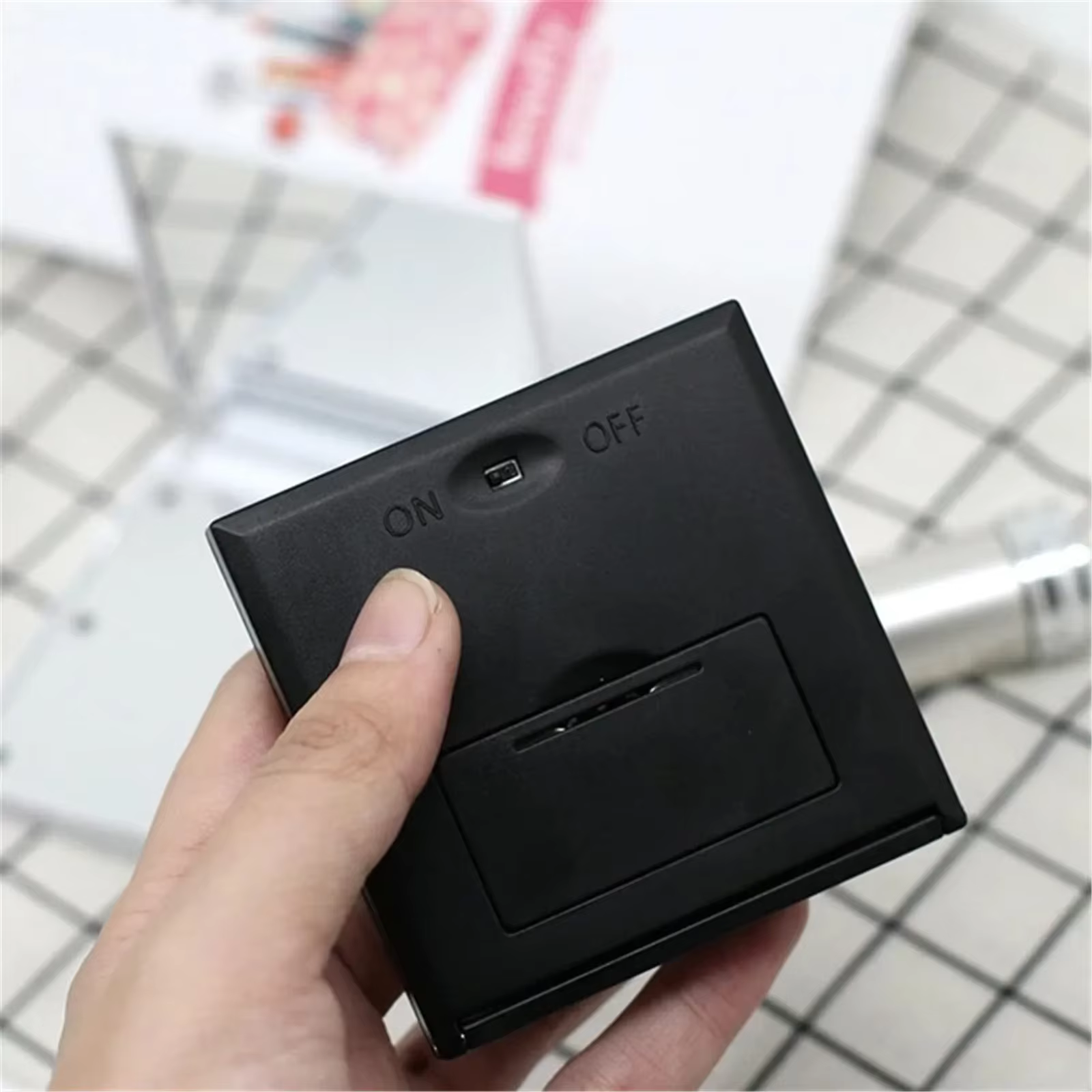 Miroir de maquillage à 6 Led avec loupe légère, petite poche Portable de voyage rose noir blanc, mir
