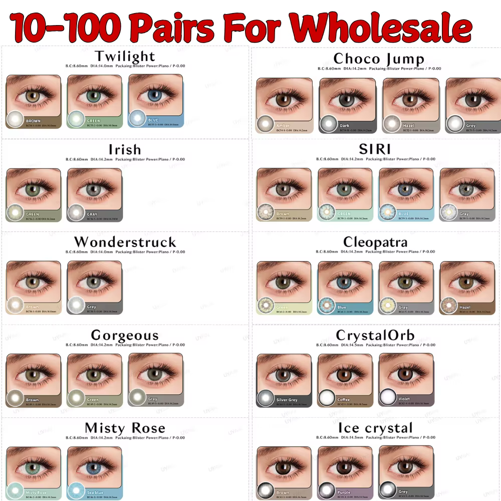 UYAAI 10-100 paires de lentilles de couleur pour les yeux, vente en gros, lentilles de maquillage Co