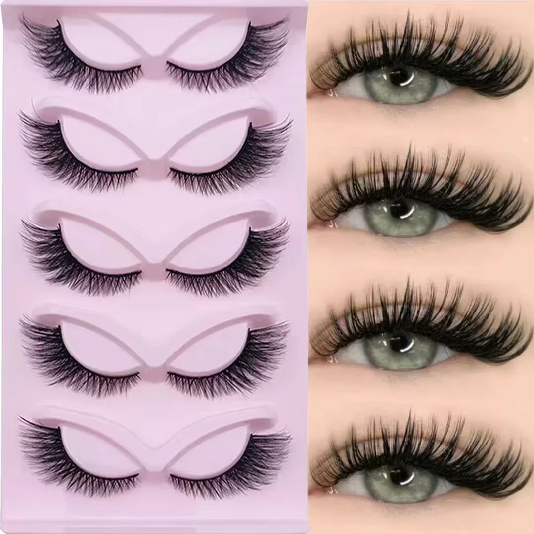 5 paires de cils yeux de chat cils longs Look oeil de chat cils vaporeux extrémité des yeux bande al