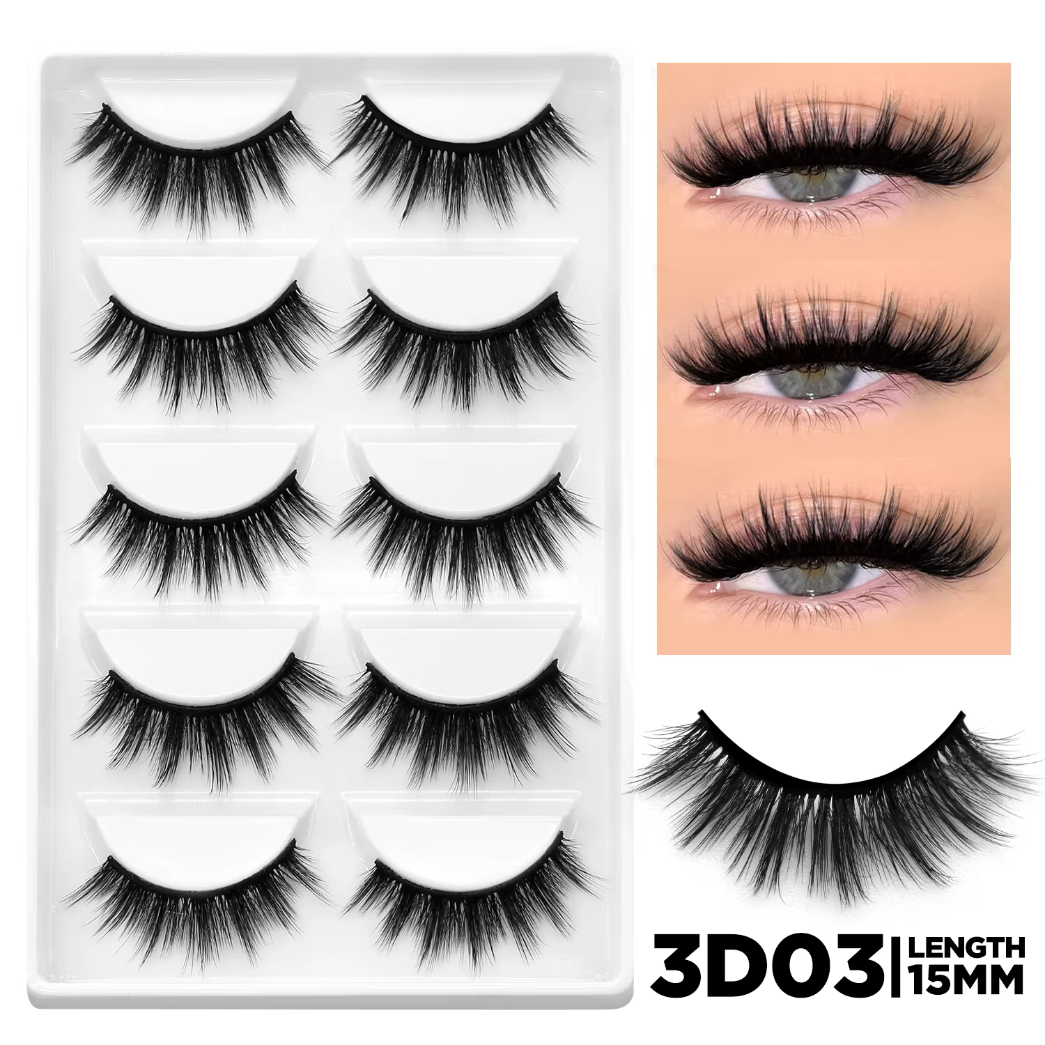 GROINNEYA Les cils œil de chat créent un look naturel Demi-cils avec extrémités ailées pour des cils