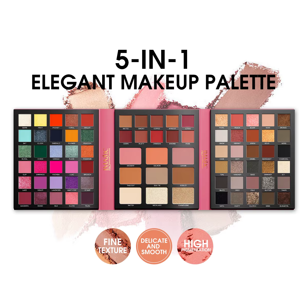 IMAGIC Palette de fards à paupières 5 en 1, 79 couleurs, non vol, longue durée, imperméable, EY-370