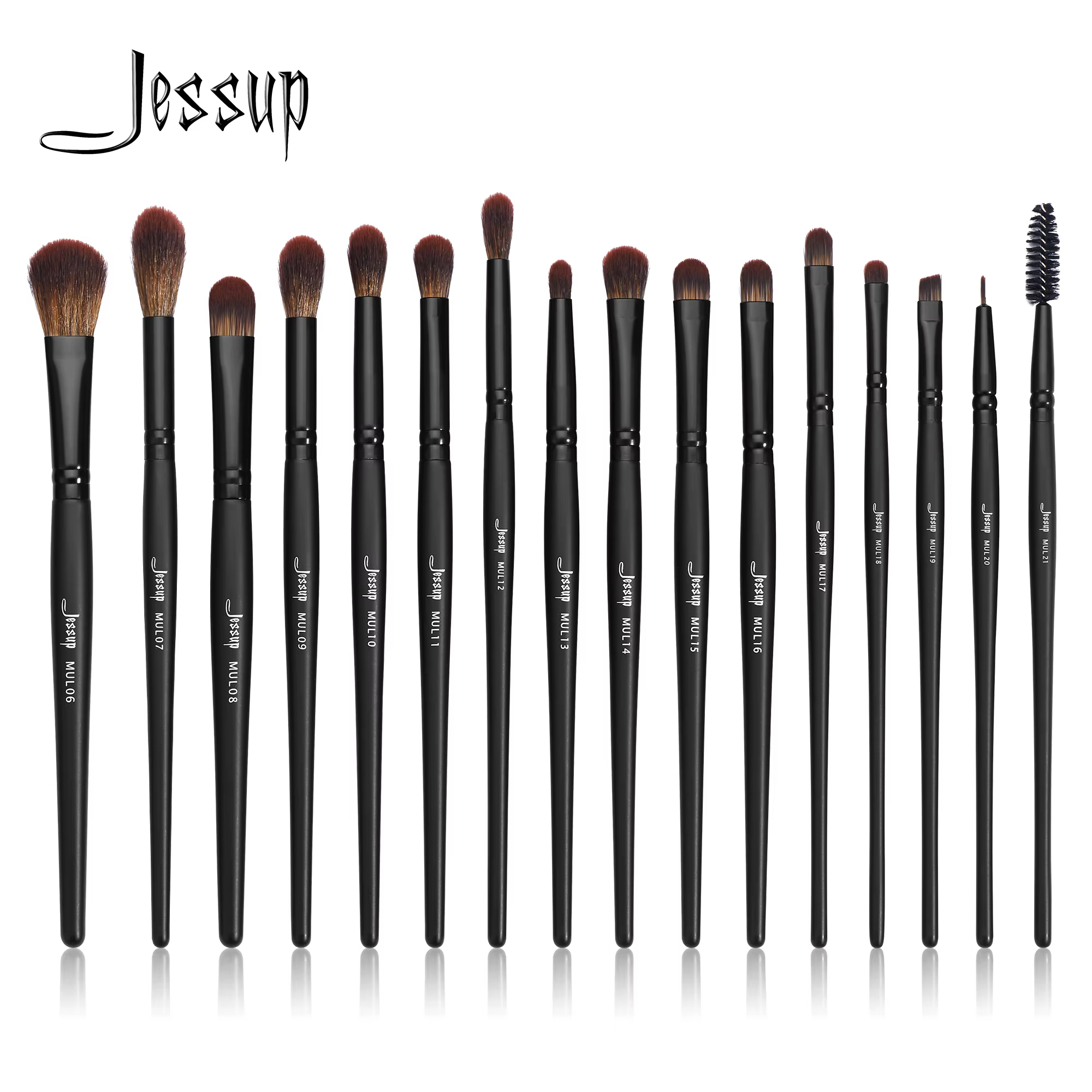 Jessup – ensemble de pinceaux pour les yeux, 16 pinceaux de maquillage, brosse à sourcils de précisi