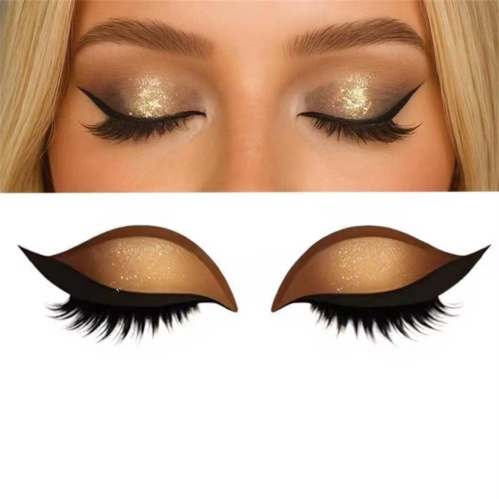 Patch de fard à paupières 2 en 1 réutilisable, 1 paire, autocollant de maquillage pour les yeux, ave