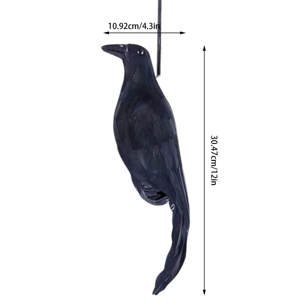 Corbeau Artificiel de 12 Pouces, Modèle Fait Main, Corbeau à Plumes Noires pour Jardin, Patio, Pelou