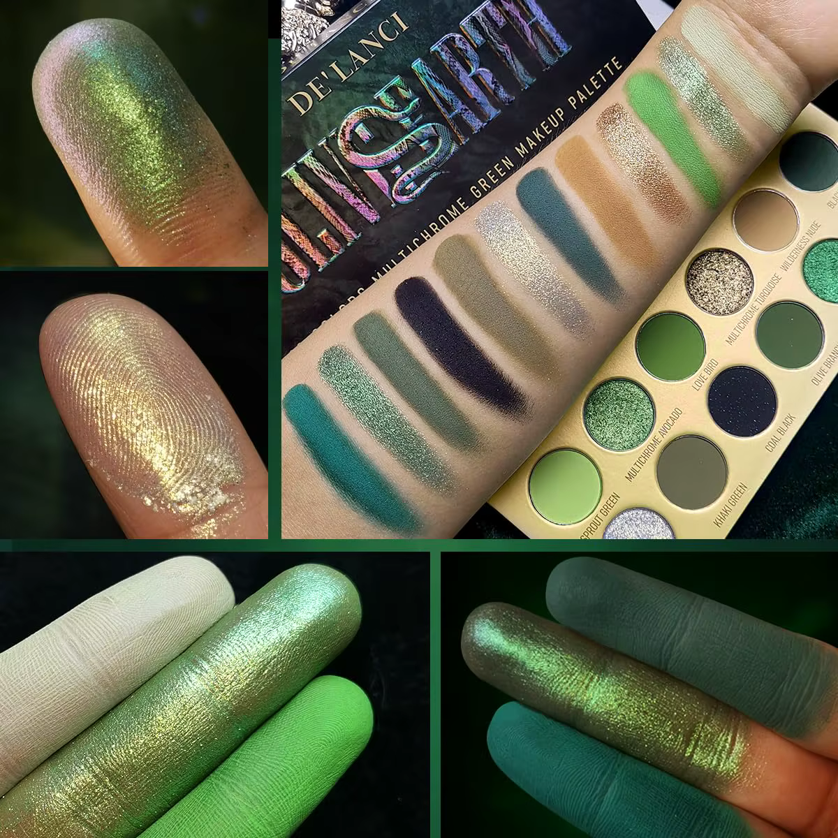 DE'LANCI 12 couleurs fard à paupières Palette mat miroitant vert Olive Multichrome durable ombre à p