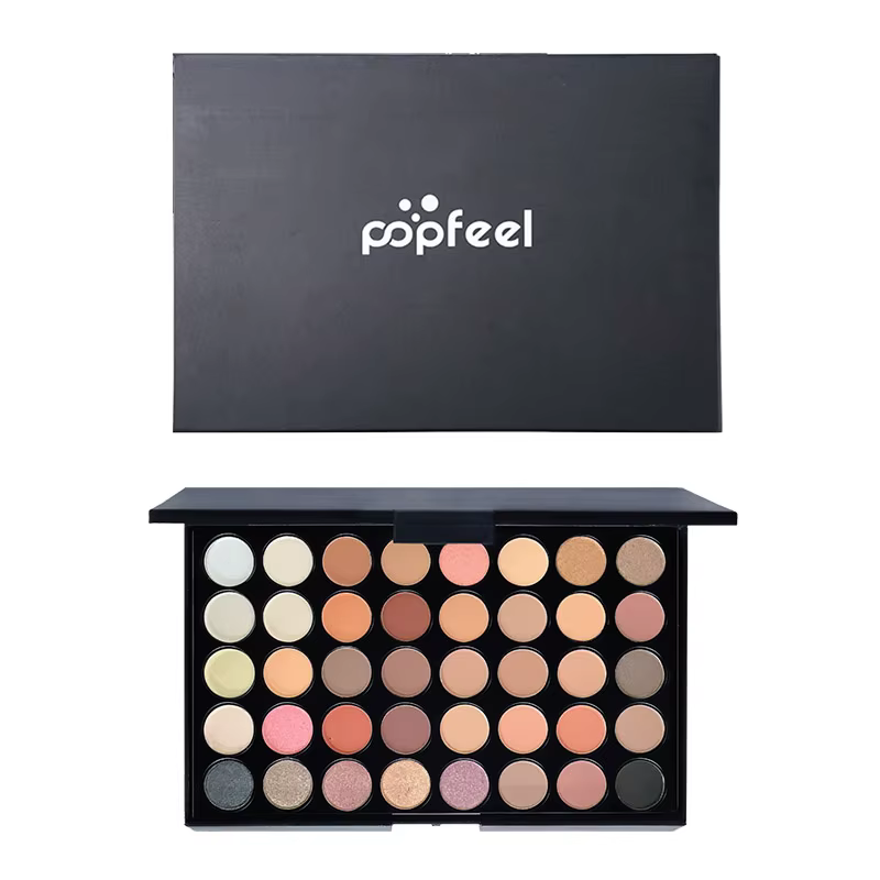 POPFEEL Palette de fards à paupières 40 couleurs, tons terre et nuances arc-en-ciel, finition longue
