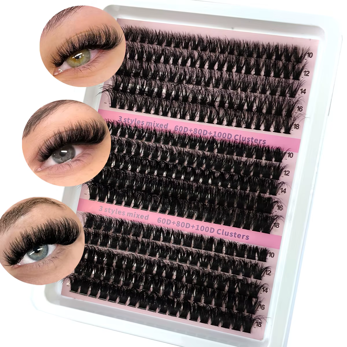 Nouveau 15 rangées bricolage 5D grappes de cils moelleux 60D-200D grappes de cils épais cils individ