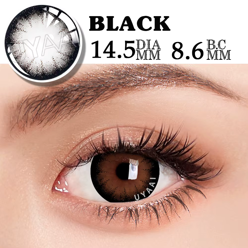 UYAAI 15mm lentilles noires de grand diamètre lentilles de couleur grise élèves de couleur naturelle