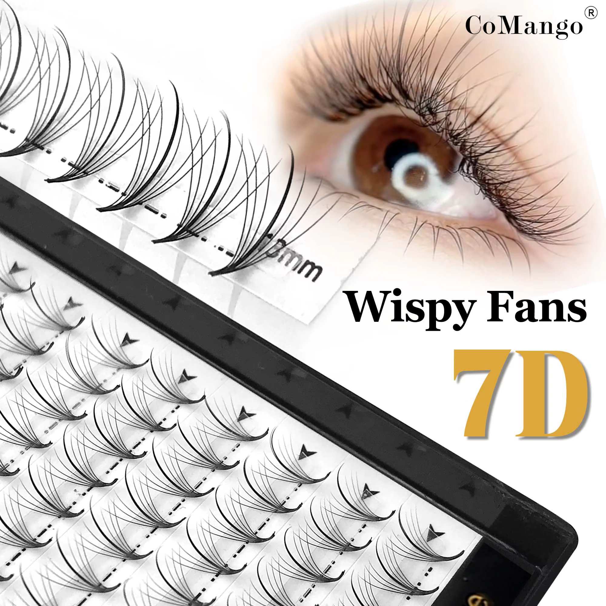 CoMango 7D 300/120fans pointy base premade hybrid fan eyelash extension single&mix8-15 faux vison wi