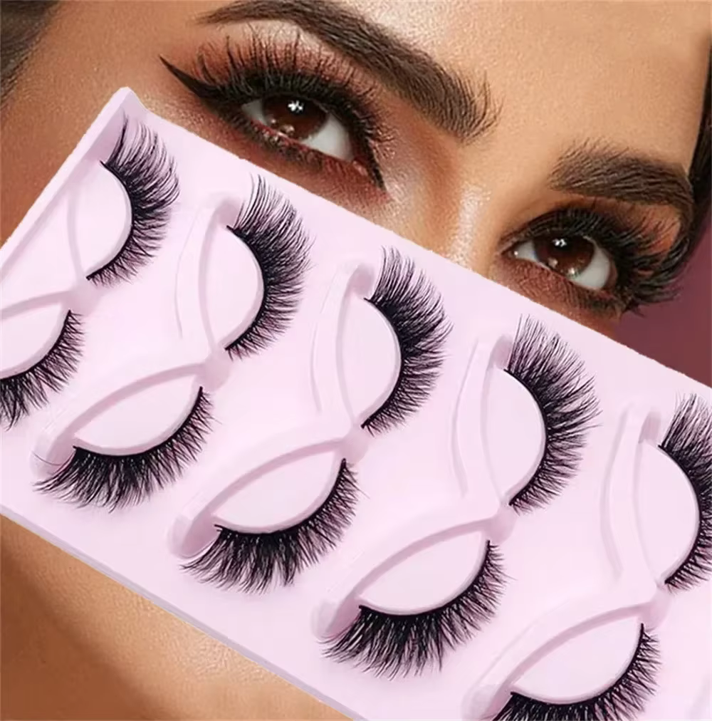 5 paires de Cils de chat Faux vison renard cils ailés moelleux Faux Cils Maquiagem naturel longs Fau