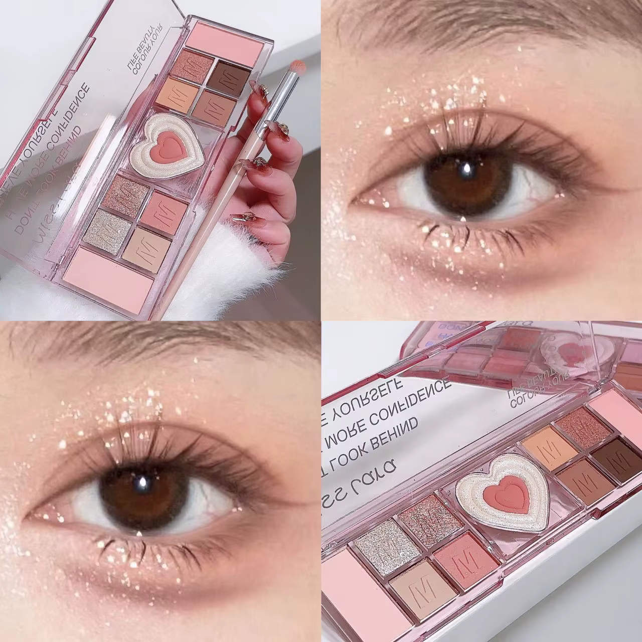 Palette de fards à paupières rose, 12 couleurs, cœur d'amour, ton naturel frais, faible Saturation,