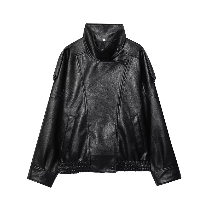 Vestes en similicuir pour femmes, veste bomber oversize pour femmes, manteaux d'hiver pour femmes, v