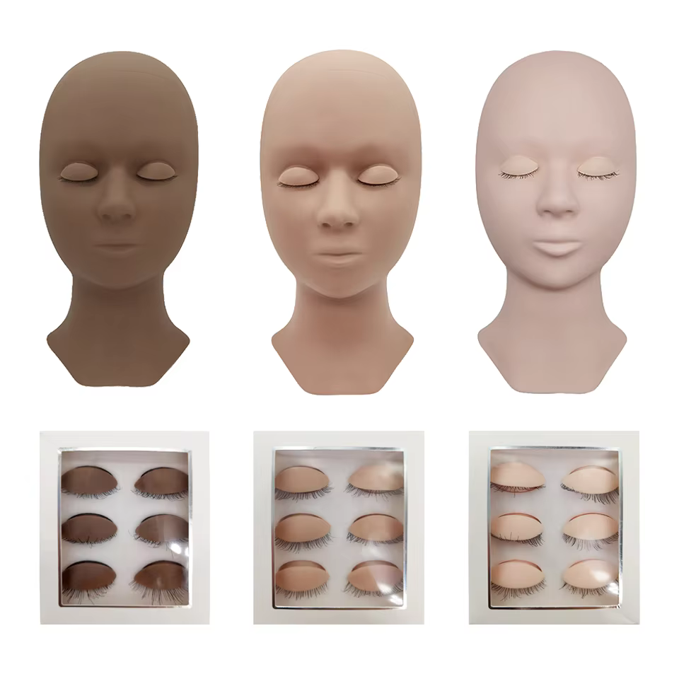 Tête de Mannequin pour extension de cils, kit de formation avec paupières amovibles, têtes de modèle