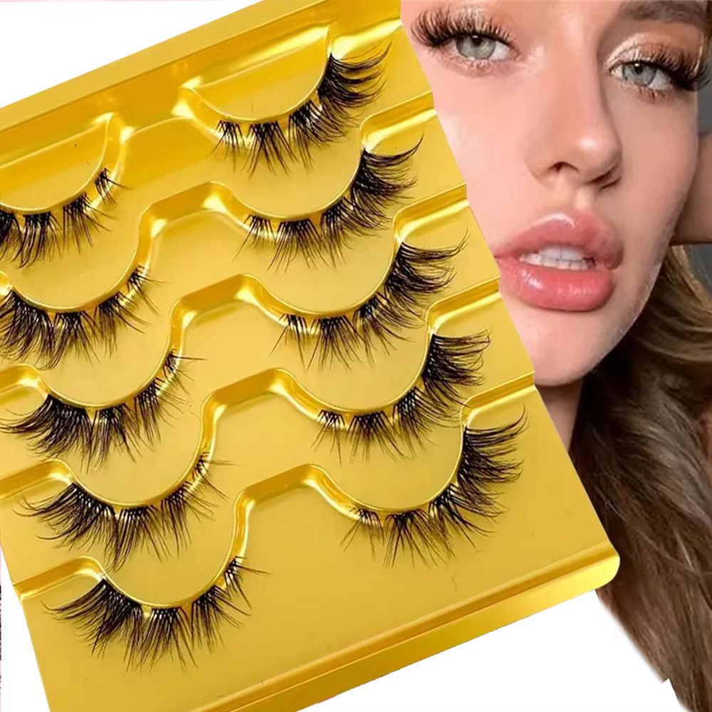 Extension de cils à tige invisible, faux cils en grappe croisée naturelle, nickel é 3D, maquillage p