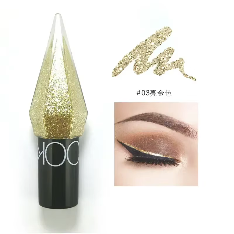 Fard à barrage imperméable diamant brillant, eye-liner à paillettes, fard à barrage, argent, rose, o