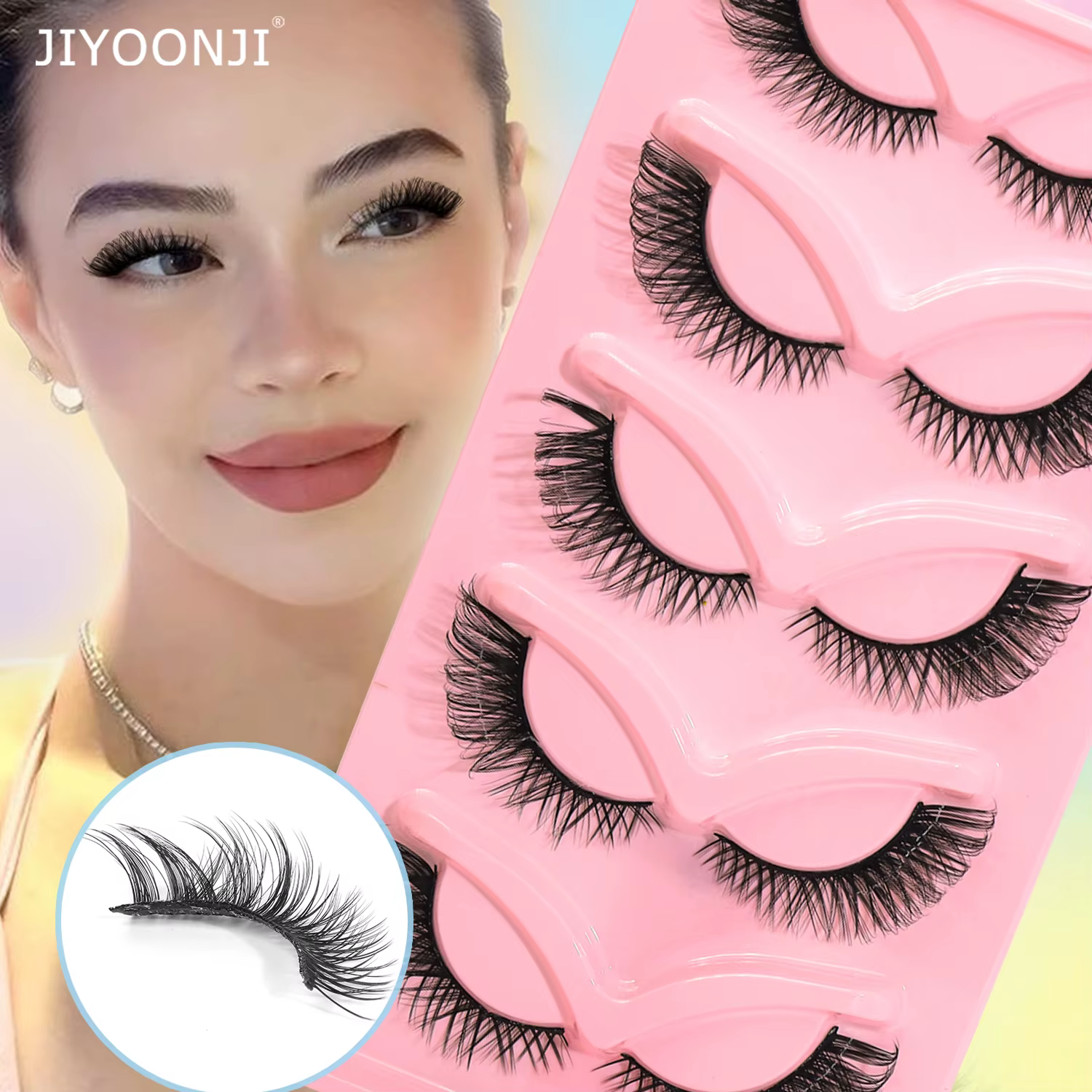 5 paires de faux cils longs naturels style croisé et style renard, effet 3D bouclant et volumisant,