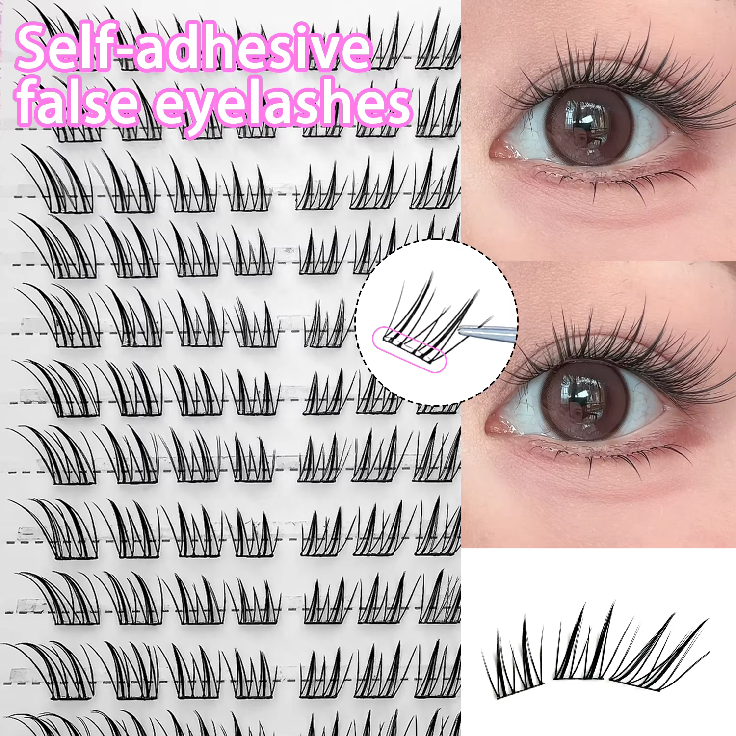 Faux cils Fox Eye sans colle, faciles à appliquer, adaptés aux débutants, naturels, doux et réutilis