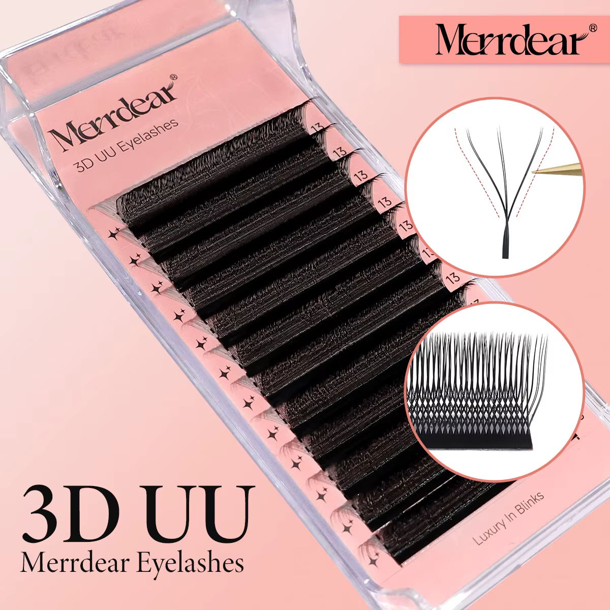 Merrdear 3D/4D/5D/6D U cils 8-15mm longueur mixte U conception sans dispersion racines Extensions De