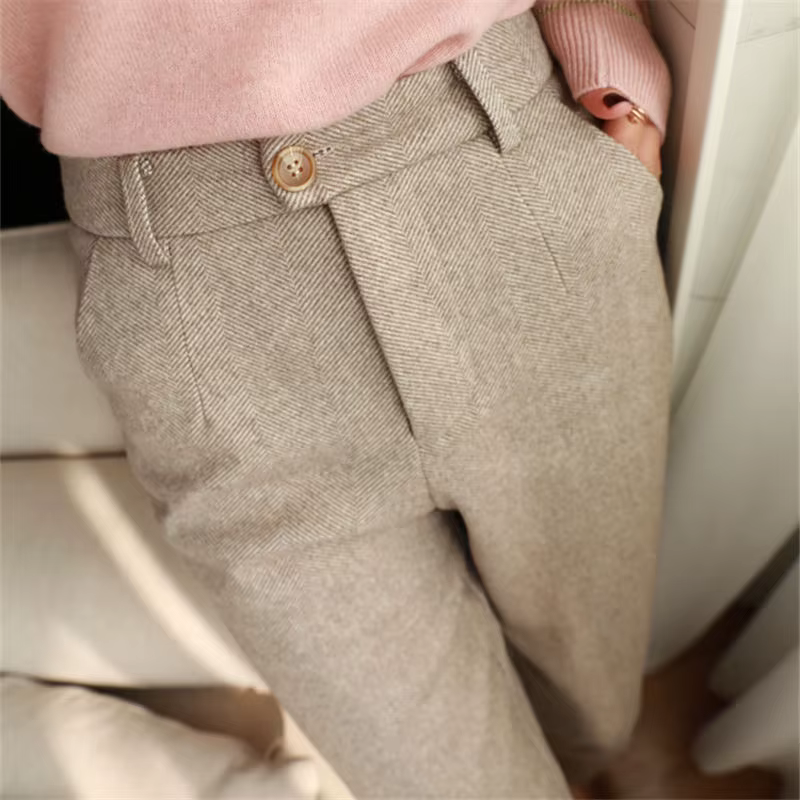 Pantalon sarouel en laine pour femme, pantalon crayon, 2023