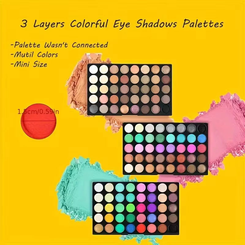 Palette de maquillage pour les yeux 120 couleurs, palette de fards à paupières 3-en-1, finitions mat