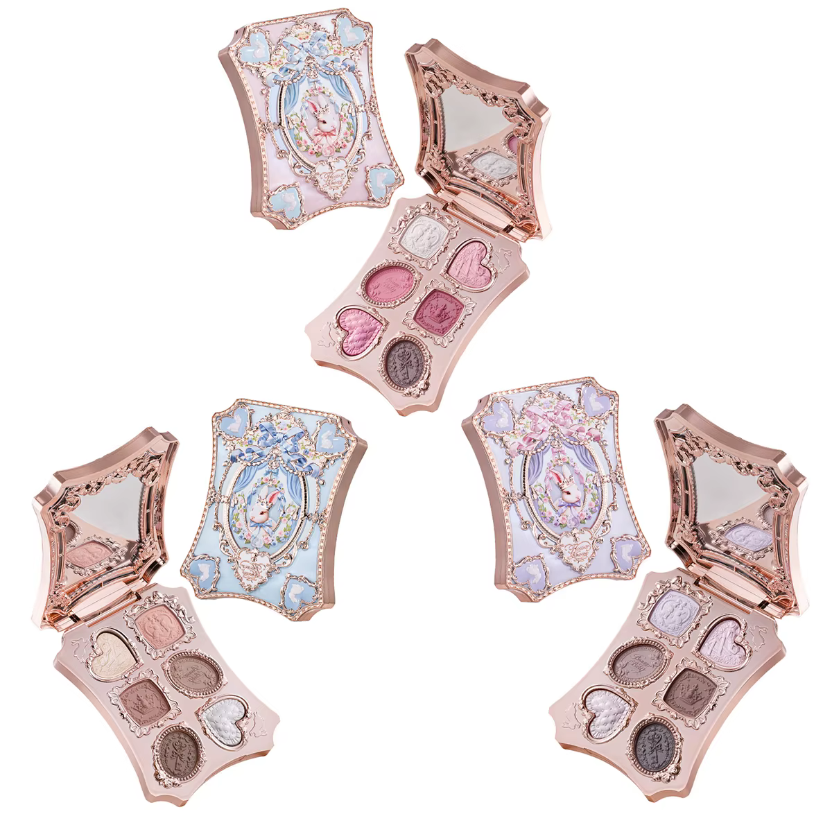 Palette de maquillage Flower Knows Bunny Garden 6 couleurs, blush, illuminateur, thème lapin mignon