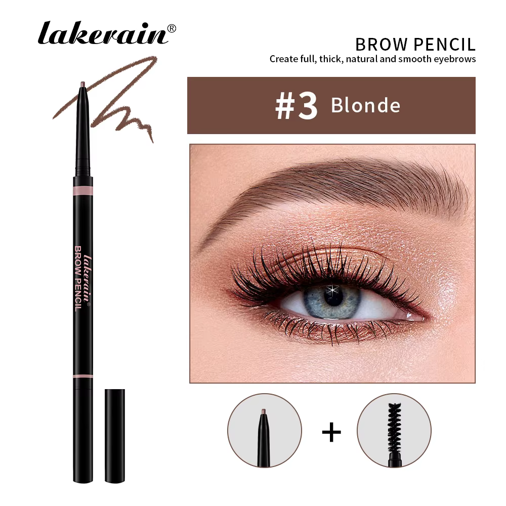 Crayon à sourcils à Double tête, 3 couleurs, Rotation automatique, Ultra-fin, imperméable, maquillag