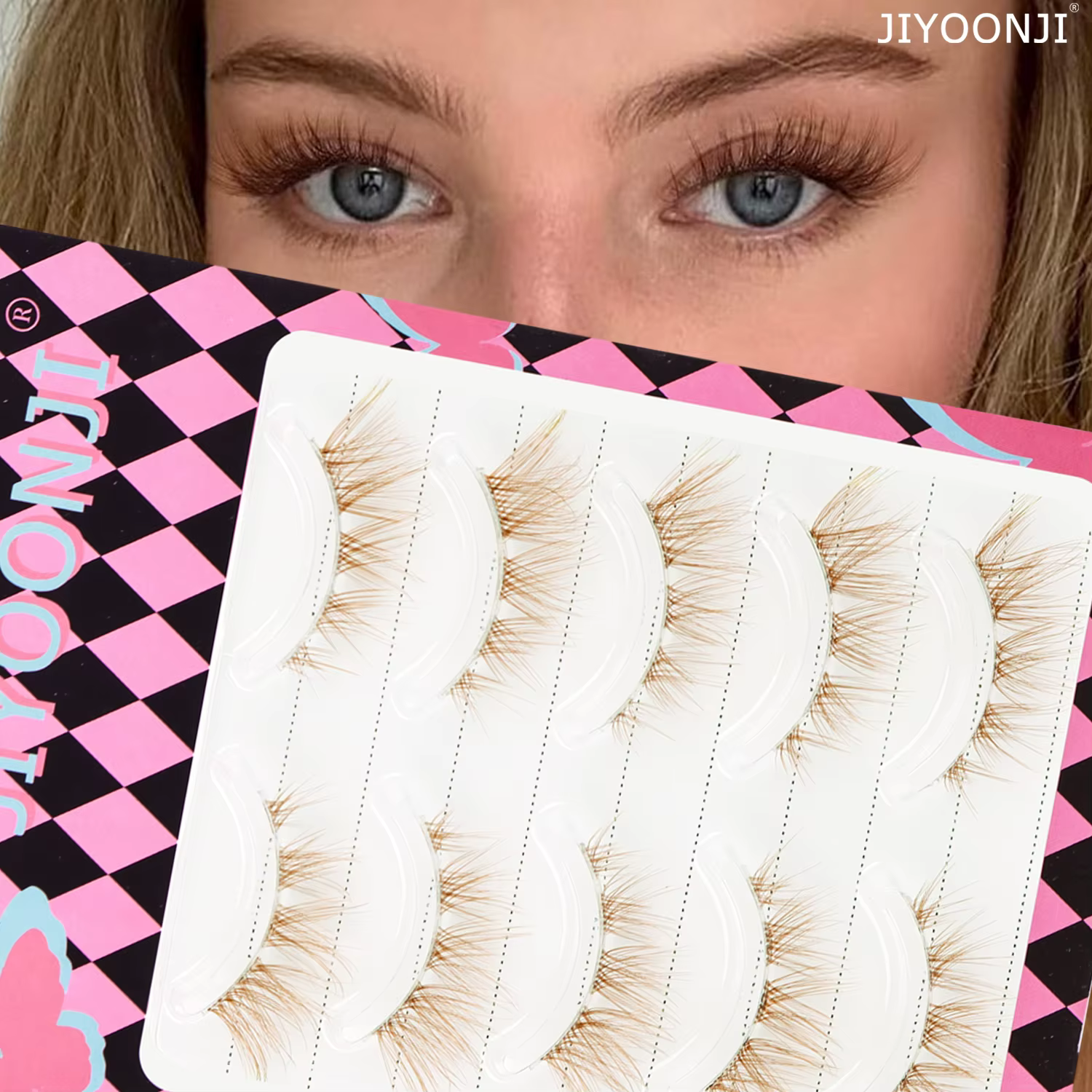 5 paires de faux cils bruns avec des renards volants en diagonale et cils de dessin animé moelleux n