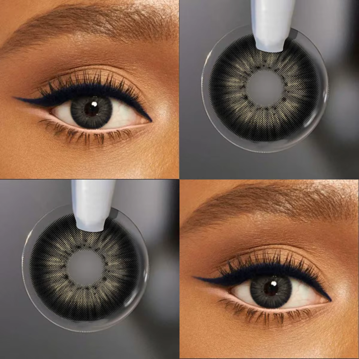 Lalens 1 paire de lentilles de contact colorées marron et noires pour les yeux, style naturel, lenti