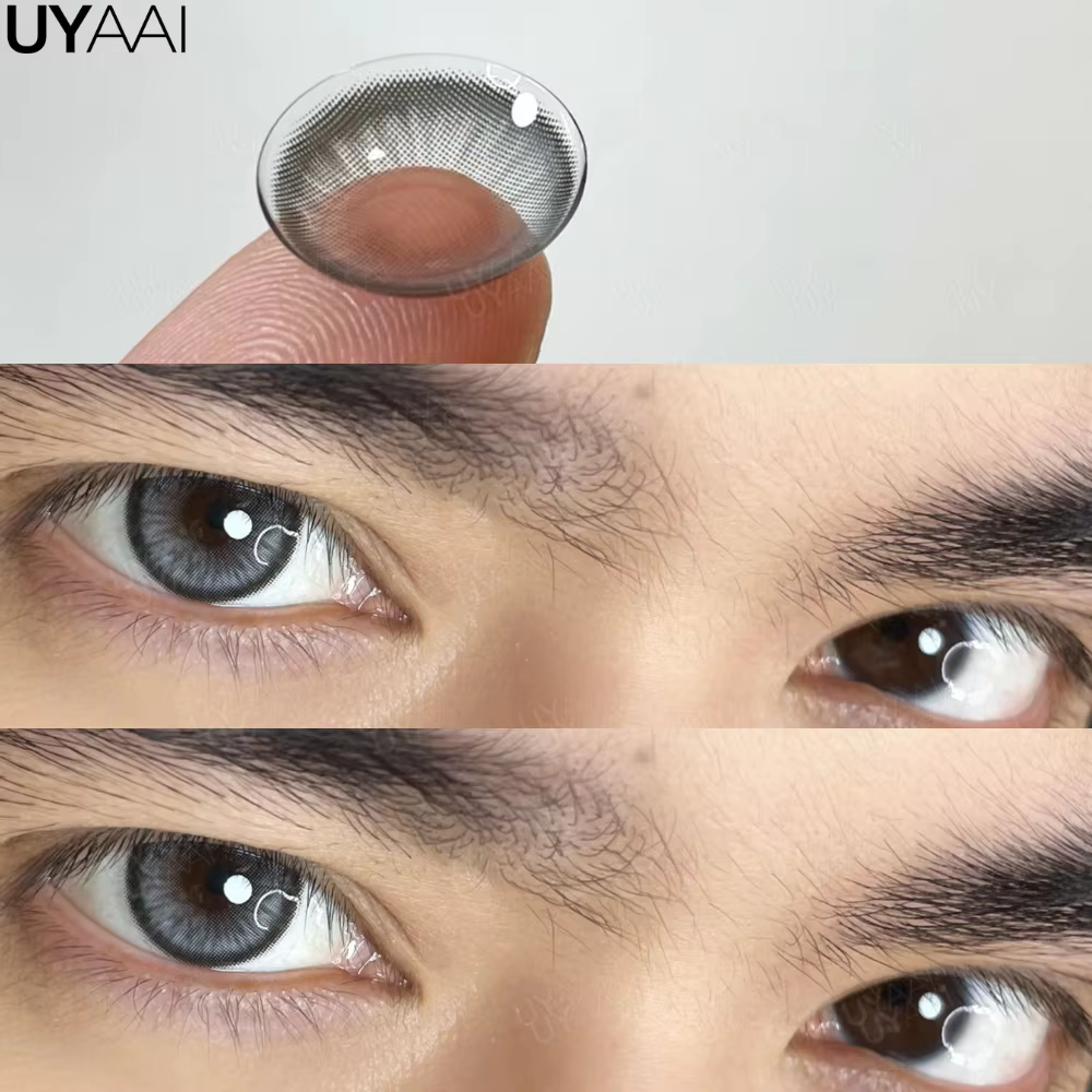 UYAAI 1 Paire de Lentilles de Couleur Bleues, Lentilles de Beauté Vertes, Lentilles Grises, Lentille