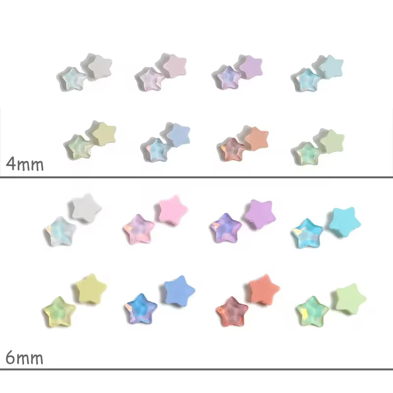 100 pièces mignon Mini moka couleur étoile 4MM dos plat verre cristal Nail Art strass bricolage manu