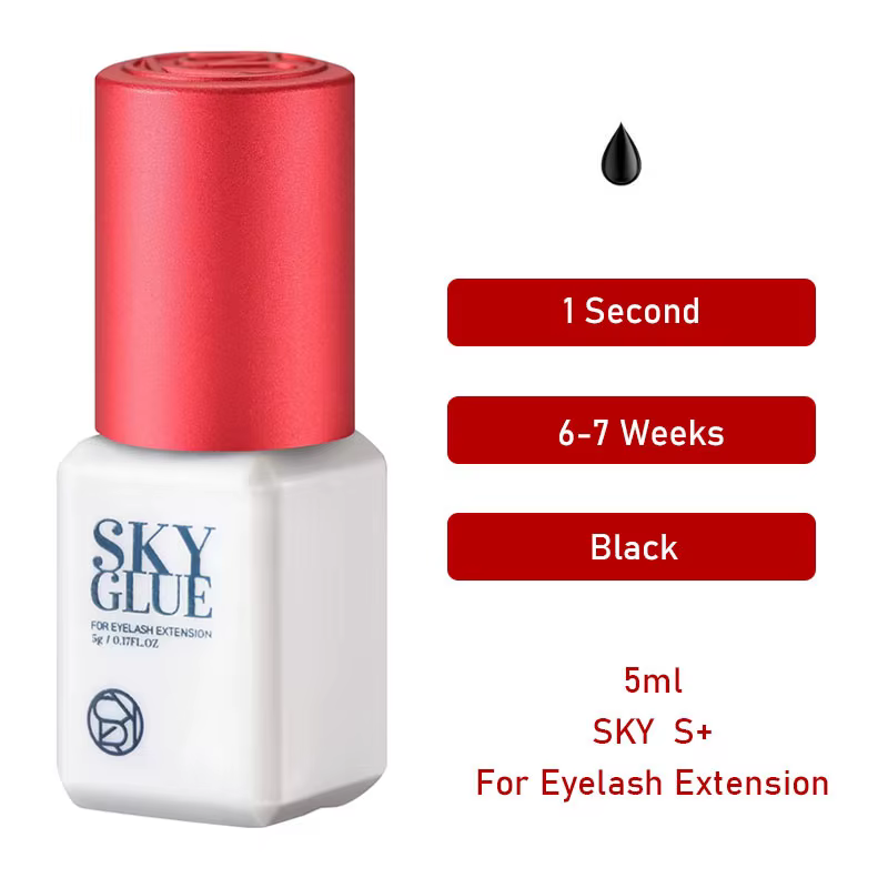 3 bouteilles SKY S + colle faux cils Extension fournitures corée 5ml noir rouge bleu capuchon beauté