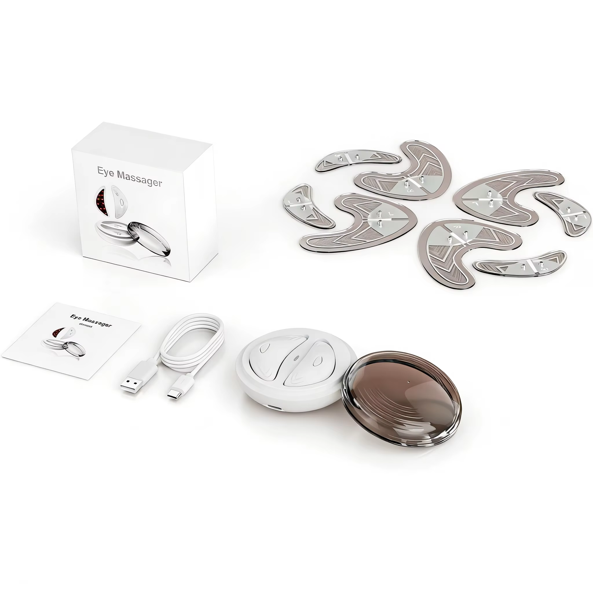 Appareil de massage des yeux EMS Redlight avec patchs pour les yeux, coussinets portables de rajeuni