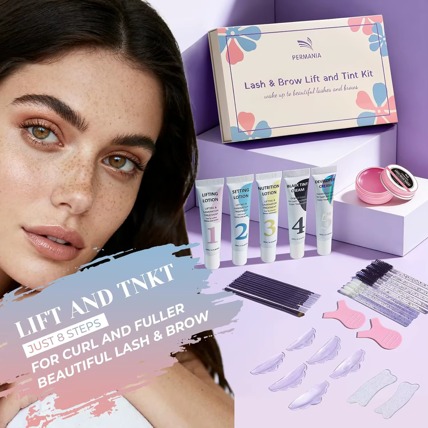 Kit de rehaussement et teinture cils et sourcils PERMANIA – Fixation permanente pour cils et sourcil