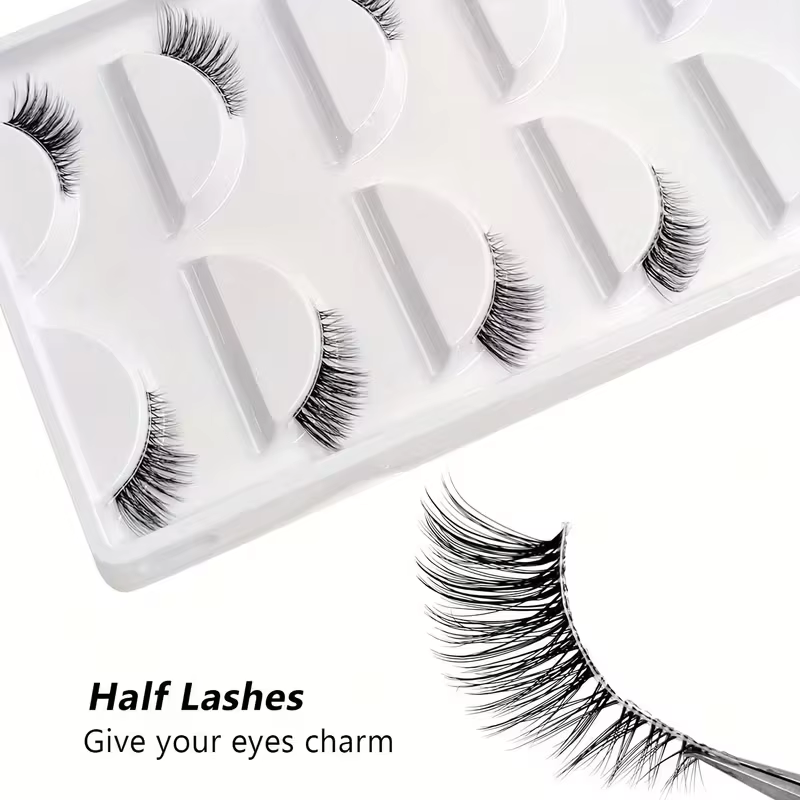 5 paires de demi-cils bouclés à l'aspect naturel - Ajoutez du volume et de la définition à vos yeux