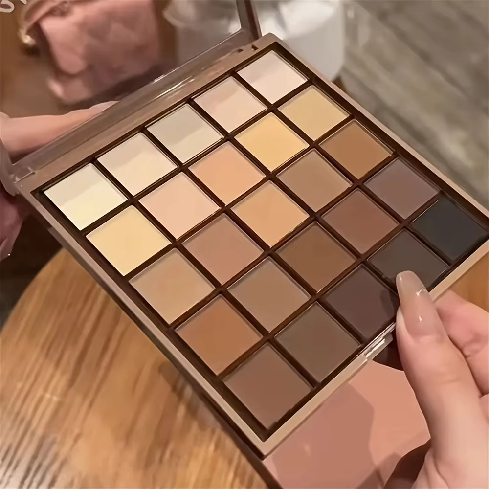 Palette de fards à paupières de 25 couleurs – Ton brut neutre gris et marron, style café et chocolat