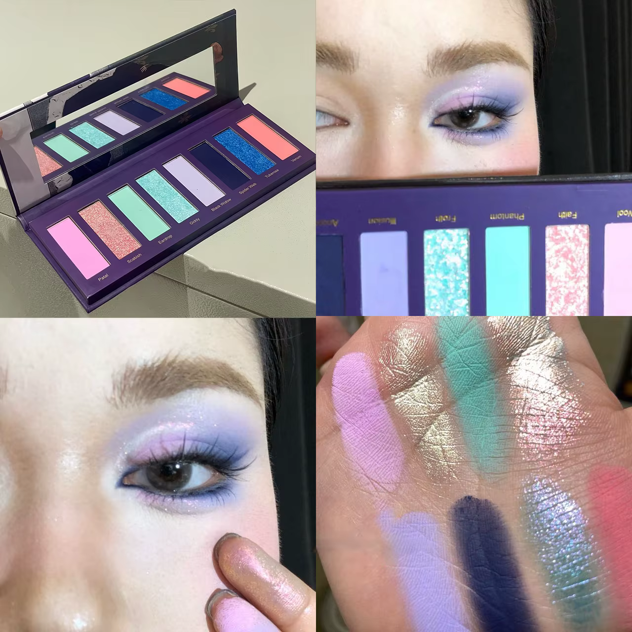 Palette de fards à paupières gothiques violets nacrés, 8 couleurs, Style peinture à l'huile, mat, Pu