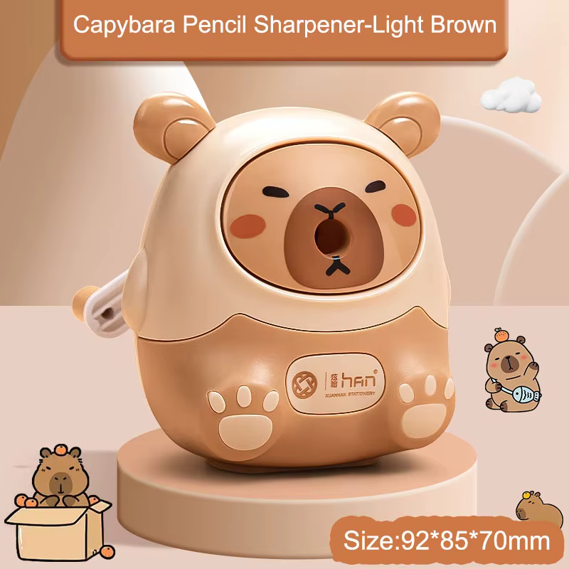 Taille-crayon mécanique à manivelle Capybara mignon de dessin animé, avec entrée automatique du cray