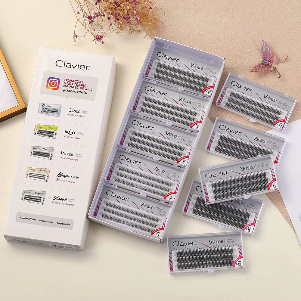 Clavier Vshape ensemble de cils aspect d'extension naturelle cils de type C 10 boîtes par ensemble m
