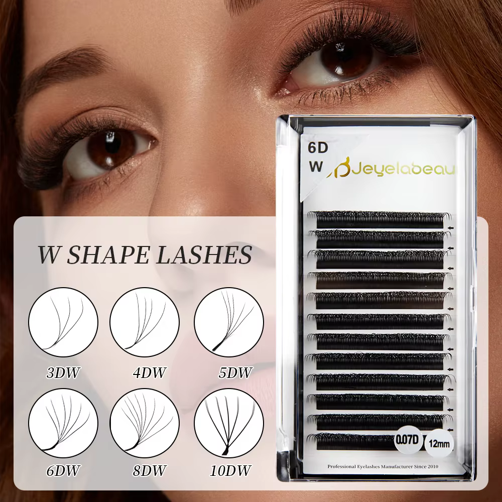 Extensions de cils en forme de W JB Jeyelabeau 3D/4D/5D, faux cils 6D/8D en vison synthétique, bouqu