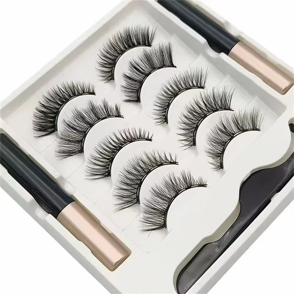 Ensemble de 5 paires de cils magnétiques, bande complète, faux eye-liner naturel, volume spectaculai