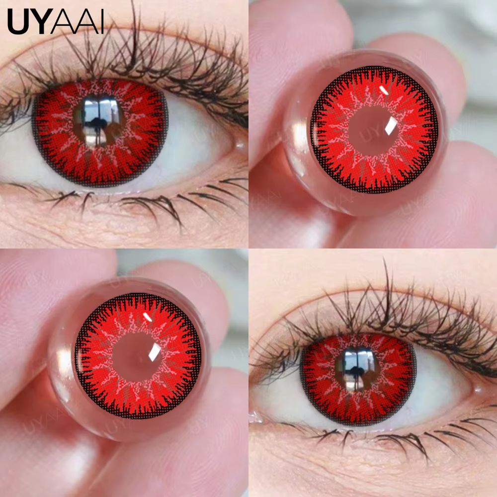 UYAAI lentilles de contact couleur Vampire pour Halloween Cosplay lentilles rouges Contacts oculaire