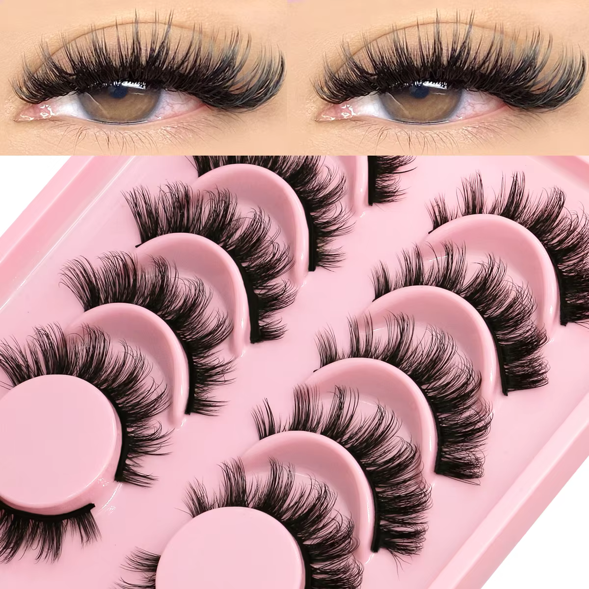 GROINNEYA Faux cils oeil de chat Faux cils de vison cils vaporeux dramatique longs cils épais Volume