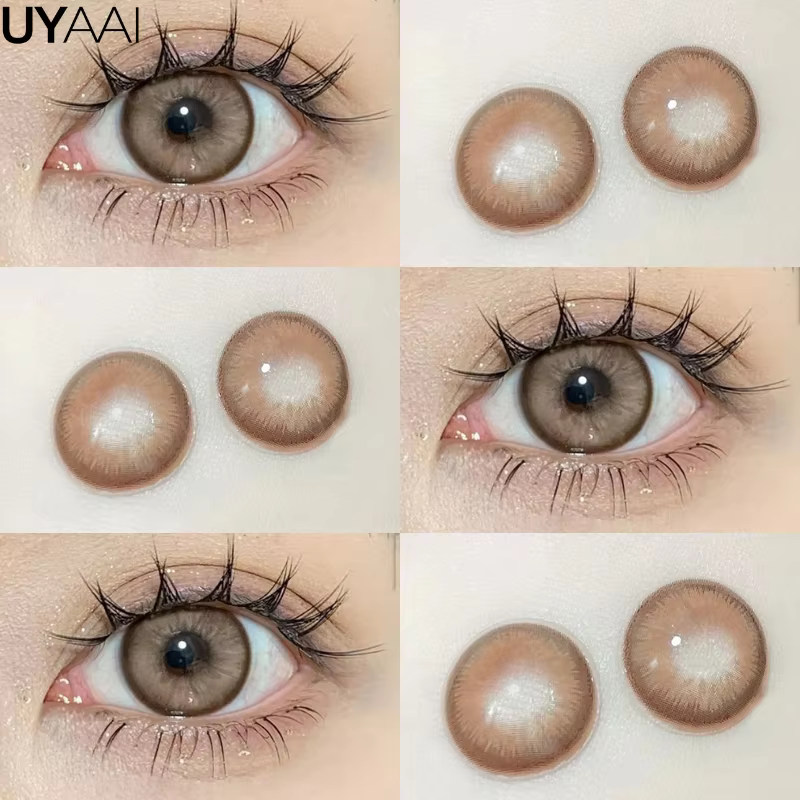 Lentilles de contact colorées naturelles UYAAI, 1 paire, lentilles de beauté marron, lentilles de co
